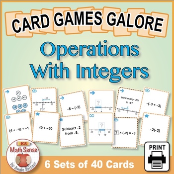 7Th Grade Integer Operations With Models: 6 Math Card Games | Number Sense