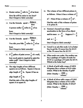 Grade 7 Common Core Math 7.RP.1 Worksheet (Short Answer) by Terry Daniels
