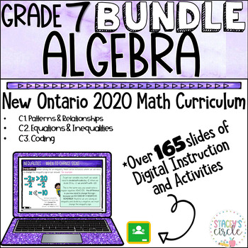 Preview of Grade 7 DIGITAL Math Bundle 2020 Ontario Math - Strand C. Algebra