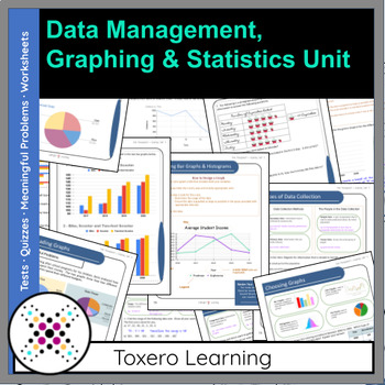 Preview of Grade 7, Data Management, Graphing & Statistics (Unit 7)