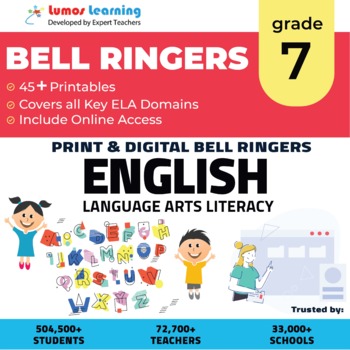 Preview of Grade 7 ELA Bell Ringers - 45+ Printable Bell Ringers - Full Year Bundle