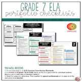 Grade 7 ELA Portfolio Checklists ~ CCSS Overview & Checklists