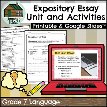 Preview of Grade 7 Expository Essay Writing Unit (Printable + Google Slides™)