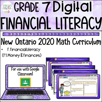 Preview of Grade 7 Financial Literacy 2020 Ontario Math Digital Google Slides :F. Financial