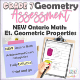 Grade 7 Geometric Properties Ontario Math Assessment Geometry