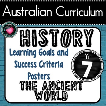 Preview of Year 7  History – (Australia) Learning GOALS & Success Criteria Posters.
