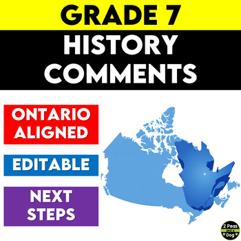 Preview of Grade 7 History Ontario Report Card Comments