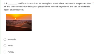 Preview of Grade 7 - Identifying Landforms Quiz