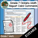 Grade 7 MATH Ontario Report Card Comments (Use with Google Docs™)