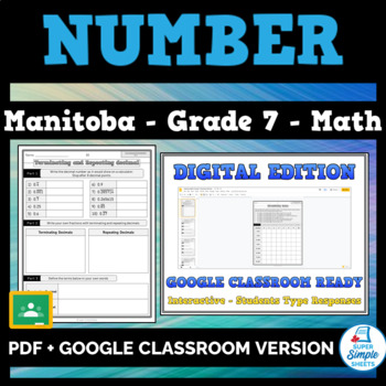 Preview of Grade 7 - Manitoba Math - Number - GOOGLE AND PDF