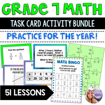 Preview of Grade 7 Math Activities Growing Bundle - Entire Year of Practice, Games, Puzzles