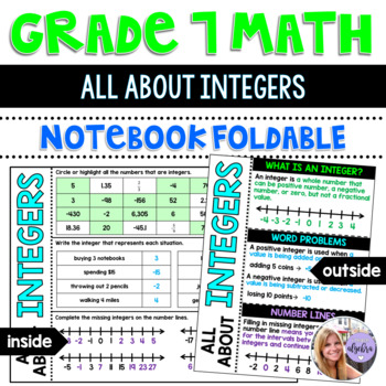 Preview of Grade 7 Math - All About Integers Foldable for Interactive Notebook