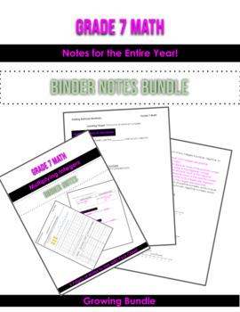 Preview of Grade 7 Math - Binder Notes Bundle - GROWING COLLECTION