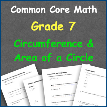 Preview of Grade 7 Math Circumference and Area of Circle Test Prep / Assessment