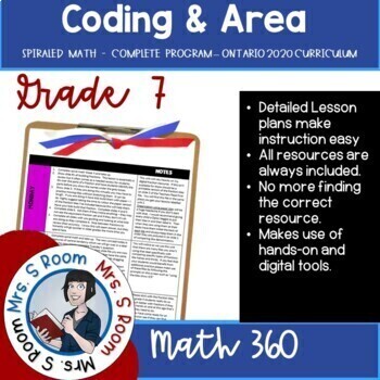 Preview of Grade 7 Math Coding & Area Unit 5 (Ontario New Math Curriculum 2020)