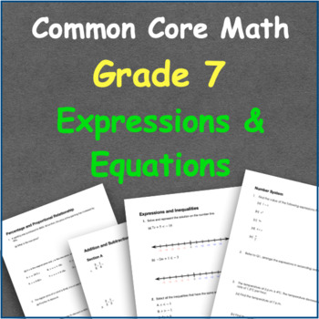 Preview of Grade 7 Math Expressions, Equations & Inequalities Test Prep / Assessment