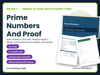 Preview of Grade 7 Math Fluency Pack — Prime Numbers And Proof | 6-Lesson Unit Bundle