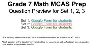 Preview of Grade 7 Math MCAS Prep - Google Form Assessment (3 sets)