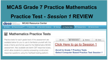 Preview of Grade 7 Math MCAS Prep - Practice Session 1  with answers/ video tutorials