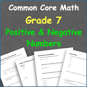 Preview of Grade 7 Math Positive & Negative Numbers Test Prep / Assessment / Quiz