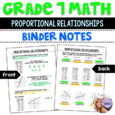 Grade 7 Math - Proportional Relationships Binder Notes Worksheet