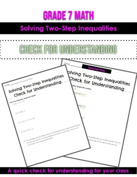 Preview of Grade 7 Math - Solving Two-Step Inequalities