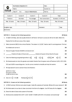 Preview of Grade 7 Mathematics Assessment