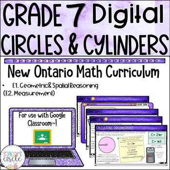 Preview of Grade 7 Measurement Ontario Math Circles and Cylinders Digital Slides