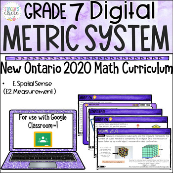 Preview of Grade 7 Measurement Metric System & Volume New Ontario Math Digital Slides