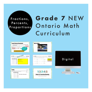 Preview of Grade 7 Ontario Math -Fractions,Percents,Proportions -Digital Google Slides+Form