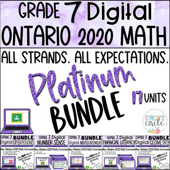 Preview of Grade 7 NEW Ontario Math Full Year Digital Slides Platinum BUNDLE - ALL STRANDS