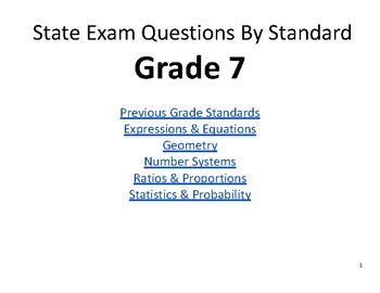 Preview of Grade 7 NYS Math Exam Questions By Standard