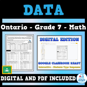 Preview of Grade 7 - New Ontario Math 2020 - Data - GOOGLE AND PDF