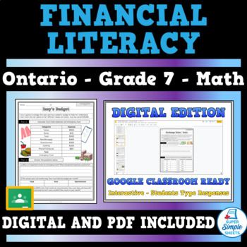Preview of Grade 7 - New Ontario Math 2020 - Financial Literacy - GOOGLE AND PDF