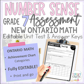 Preview of Grade 7 Number Sense Unit Assessment NEW Ontario Math : B. Number