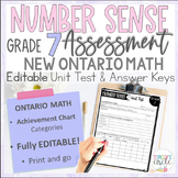 Grade 7 Number Sense Unit Assessment NEW Ontario Math : B. Number