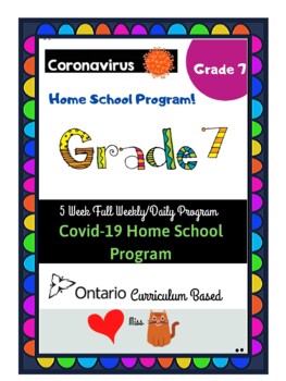 Preview of Grade 7 Ontario  5-Week FULL Covid-19 (Coronavirus) HOMESCHOOL Distance Learning