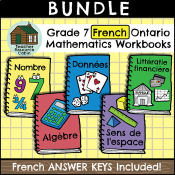 Preview of Grade 7 Ontario FRENCH Math Workbooks (Full Year Bundle)