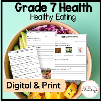 Preview of Grade 7 Ontario Health - Healthy Eating adapted for Special Ed and ESL Students