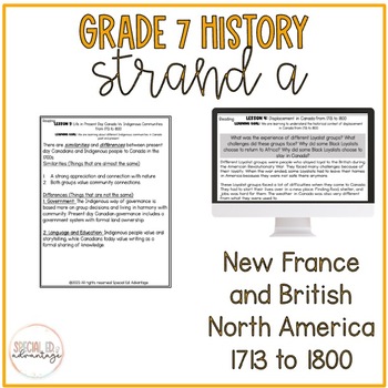 Preview of Grade 7 Ontario History Strand A. New France and British North America 1713–1800