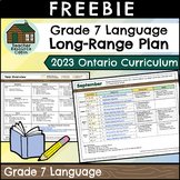 Grade 7 Ontario 2023 LANGUAGE Long-Range Plan FREEBIE | Te
