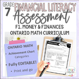 Grade 7 Ontario Math Financial Literacy Assessment Editable