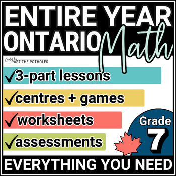 Preview of UPDATED FULL YEAR of GRADE 7 Ontario Math Lesson Plans Activities Assessments
