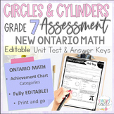 Grade 7 Ontario Math Measurement Assessment - Circles and 