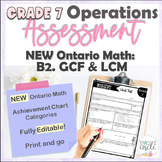 Grade 7 Operations Assessment - GCF and LCM - Ontario Math