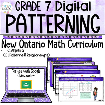Preview of Grade 7 Patterning NEW Ontario Math Digital Google Slides :  Algebra