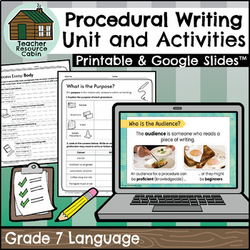 Preview of Grade 7 Procedural Writing Unit (Printable + Google Slides™)