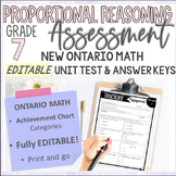 Grade 7 Proportional Reasoning Ontario Math Assessment Editable