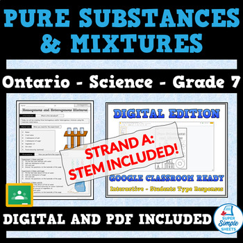 Preview of NEW 2022 Curriculum! Grade 7 - Pure Substances & Mixtures - Ontario Science STEM