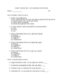 Grade 7 - Pure Substances and Mixtures Test (with answer key)